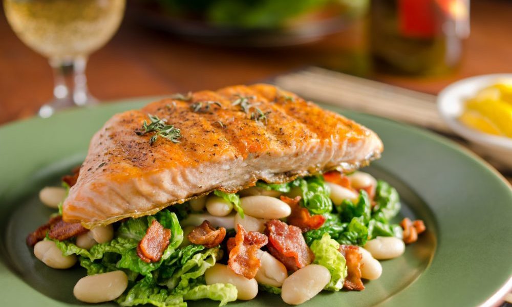 roasted pacific salmon and mexican bean salad