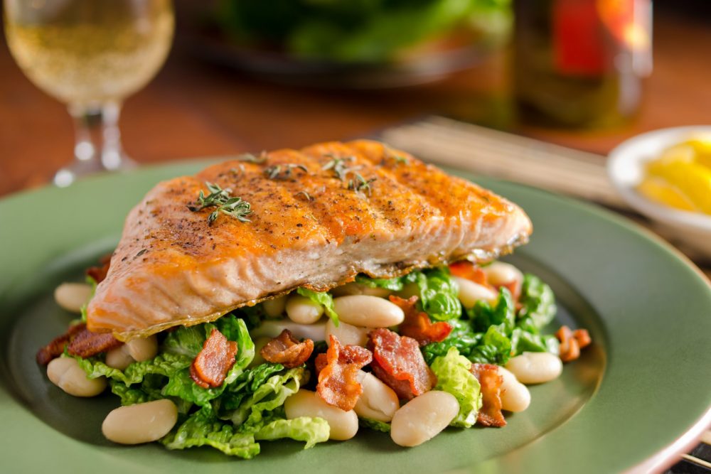 roasted pacific salmon and mexican bean salad