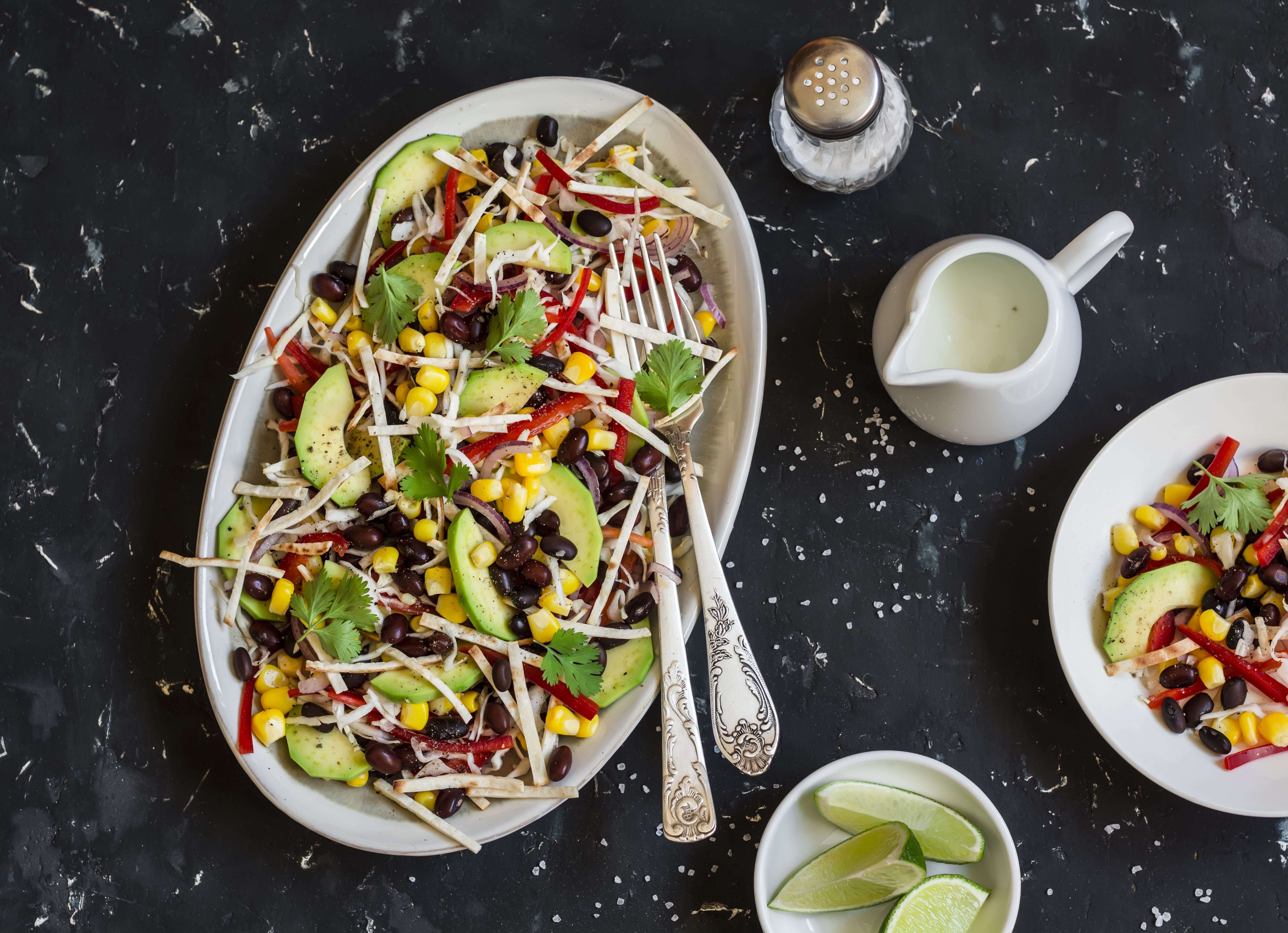 santa fe cheese and bean salad with cilantro dressing