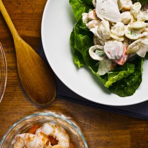 stir together seafood salad